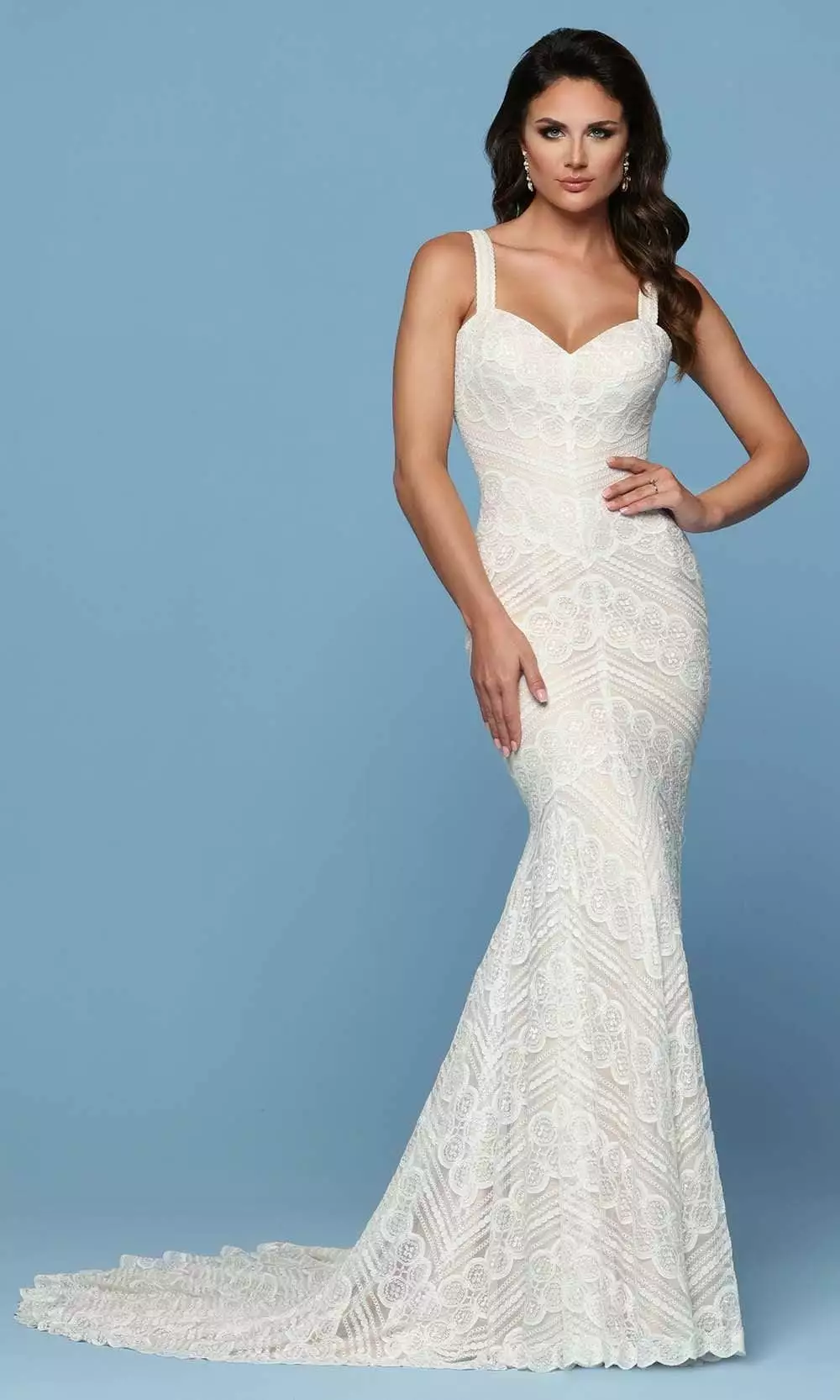 Da Vinci Bridal - 50551 Sweetheart Neck Art Deco Lace Wedding Dress 3 Da Vinci Bridal - 50551 Sweetheart Neck Art Deco Lace Wedding Dress