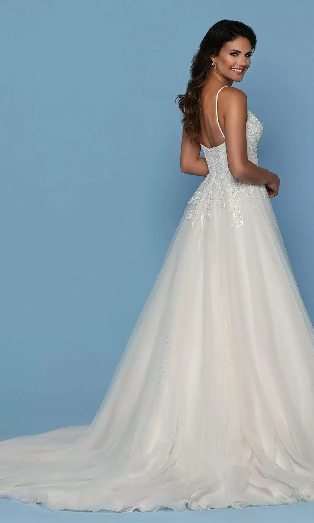 Da Vinci Bridal - 50569 Beaded Lace V Neck Tulle A-line Gown 4 Da Vinci Bridal - 50569 Beaded Lace V Neck Tulle A-line Gown - Image 2