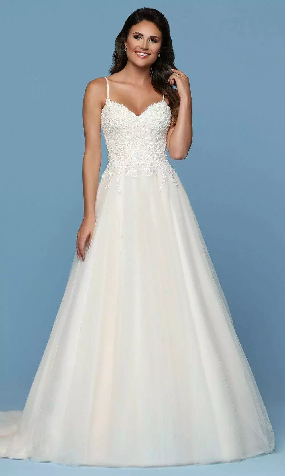 Da Vinci Bridal - 50569 Beaded Lace V Neck Tulle A-line Gown 3 Da Vinci Bridal - 50569 Beaded Lace V Neck Tulle A-line Gown