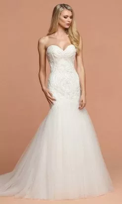 Da Vinci Bridal - 50575 Beaded Fabric Tulle Mermaid Gown