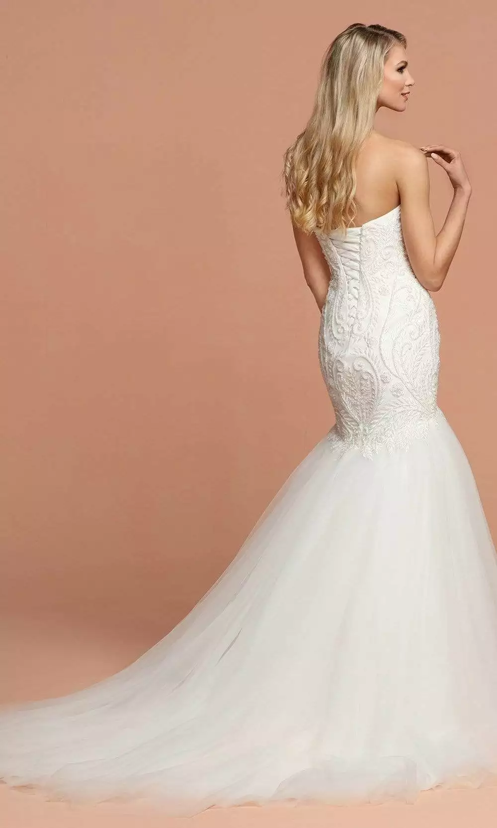 Da Vinci Bridal - 50575 Beaded Fabric Tulle Mermaid Gown 4 Da Vinci Bridal - 50575 Beaded Fabric Tulle Mermaid Gown - Image 2