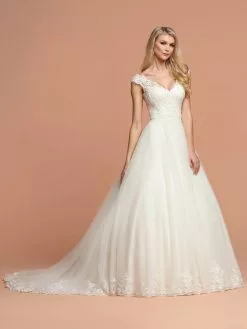 Da Vinci Bridal - 50584 Wide V Neck Embellished A-line Gown -Wedding Dresses shop online da vinci bridal 50584 wide v neck embellished a line gown wedding dresses 2 ivory 15446051815507