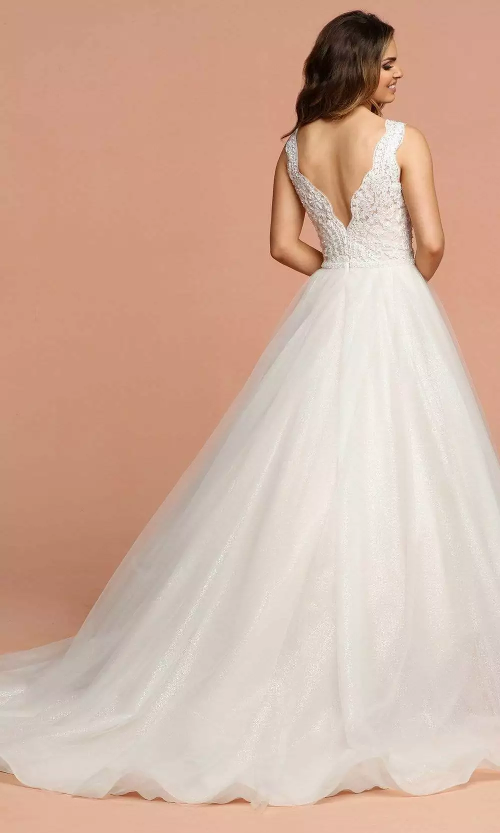 Da Vinci Bridal - 50589 Lace And Glitter V Neck Tulle Ballgown 4 Da Vinci Bridal - 50589 Lace And Glitter V Neck Tulle Ballgown - Image 2