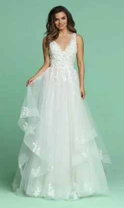 Da Vinci Bridal - 50601 Embroidered V-Neck A-Line Bridal Gown