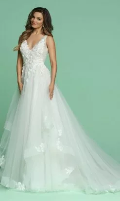 Da Vinci Bridal - 50601 Embroidered V-Neck A-Line Bridal Gown -Wedding Dresses shop online da vinci bridal 50601 embroidered v neck a line bridal gown bridal dresses 27954187763795