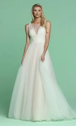 Da Vinci Bridal - 50608 Illusion Bateau Embroidered Bridal Gown