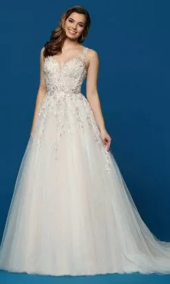 Da Vinci Bridal - 50630 Sheer Floral Embellished Bridal Gown -Wedding Dresses shop online da vinci bridal 50630 sheer floral embellished bridal gown bridal dresses 28742807715923