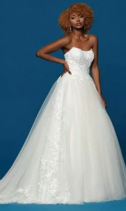 Da Vinci Bridal - 50634 Strapless Applique A-Line Bridal Gown