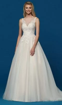 Da Vinci Bridal - 50646 Illusion Bateau Floral Bridal Gown