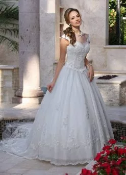 Da Vinci Bridal - 8009 Lace Off Shoulder Tulle Bridal Ballgown -Wedding Dresses shop online da vinci bridal 8009 lace off shoulder tulle bridal ballgown wedding dresses 2 white white 15445974581331