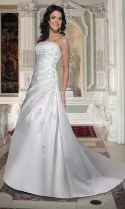 Da Vinci Bridal - 8354 Beaded Strapless Satin A-line Gown