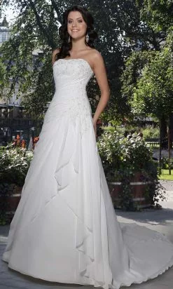 Da Vinci Bridal - 8371 Drape Off Asymmetric Long Gown