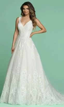 Da Vinci Bridal - Embroidered A-Line Bridal Gown 50616 - 1 Pc Ivory/Blush In Size 14 Available