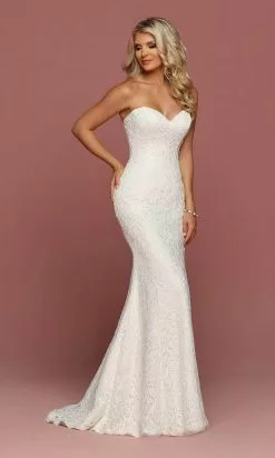 Da Vinci Bridal - Strapless Lace Bridal Dress 50491 - 1 Pc White In Size 6 Available