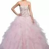 Dancing Queen - 1210 Strapless Jeweled Sweetheart Ruffled Quinceanera Ballgown