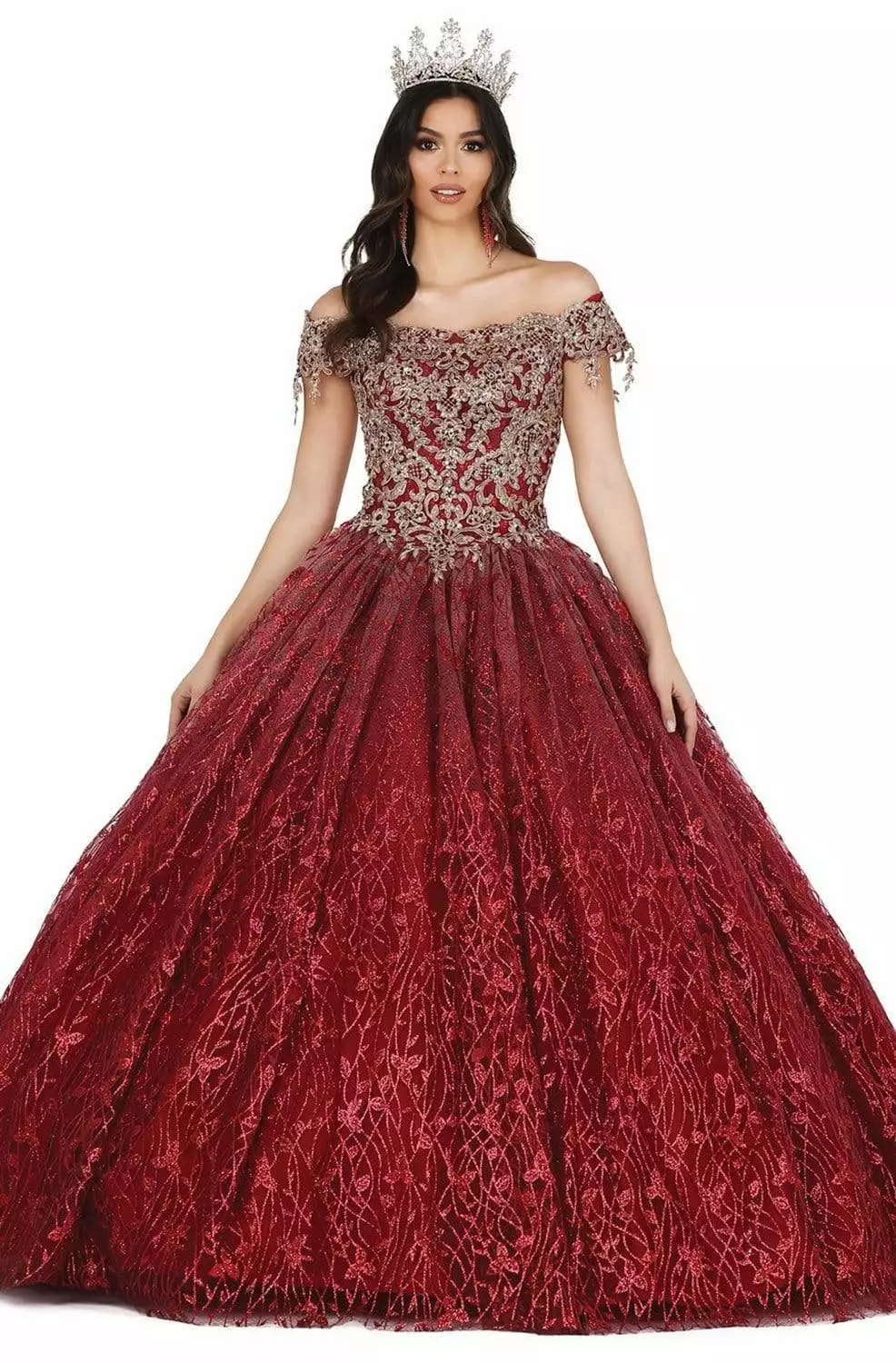 Dancing Queen - 1444 Metallic Off Shoulder Glitter Ballgown 3 Dancing Queen - 1444 Metallic Off Shoulder Glitter Ballgown