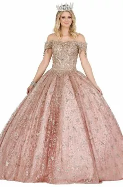 Dancing Queen - 1444 Metallic Off Shoulder Glitter Ballgown 7 Dancing Queen - 1444 Metallic Off Shoulder Glitter Ballgown -Wedding Dresses shop online dancing queen 1444 metallic off shoulder glitter ballgown quinceanera dresses xs rose gold 28051957383251