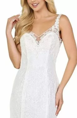 Dancing Queen - 151 Lace V-neck Mermaid Dress With Train -Wedding Dresses shop online dancing queen 151 lace v neck mermaid dress with train wedding dresses 14170080641107