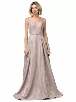 Dancing Queen - 2720 Sleeveless V-neck A-line Gown -Wedding Dresses shop online dancing queen 2720 sleeveless v neck a line gown prom dresses xs rose gold 32165821022291