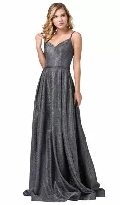 Dancing Queen - 2720 Sleeveless V-neck A-line Gown -Wedding Dresses shop online dancing queen 2720 sleeveless v neck a line gown special occasion dress xs dark silver 11039777226835