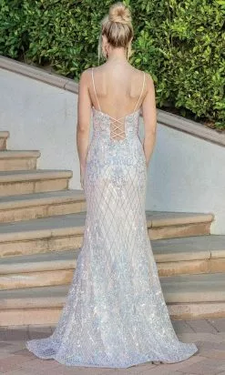 Dancing Queen 4248 - V-Neck Sequin Sheath Dress -Wedding Dresses shop online dancing queen 4248 v neck sequin sheath dress special occasion dress 30586858242131