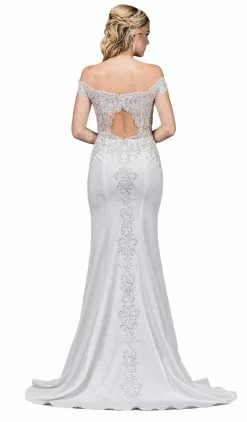 Dancing Queen - 53 Embellished Lace Off-Shoulder Trumpet Wedding Gown -Wedding Dresses shop online dancing queen 53 embellished lace off shoulder trumpet wedding gown wedding dresses 6000814260281