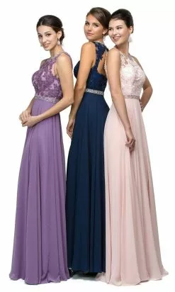 Dancing Queen 9458 Beaded Illusion Lace Applique A-Line Dress - 1 Pc Dusty Lilac In Size XS Available -Wedding Dresses shop online dancing queen 9458 beaded illusion lace applique a line dress 1 pc dusty lilac in size xs available ccsale 28739629154387