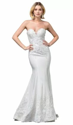 Dancing Queen Bridal - 136 Embroidered Deep Sweetheart Trumpet Gown