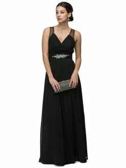 Dancing Queen Bridal 9539 - Illusion Back Ruched Long Dress -Wedding Dresses shop online dancing queen bridal 9539 illusion back ruched long dress wedding dresses xs black 32357438128211