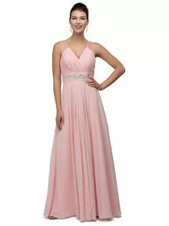 Dancing Queen Bridal 9539 - Illusion Back Ruched Long Dress -Wedding Dresses shop online dancing queen bridal 9539 illusion back ruched long dress wedding dresses xs blush 32357438160979