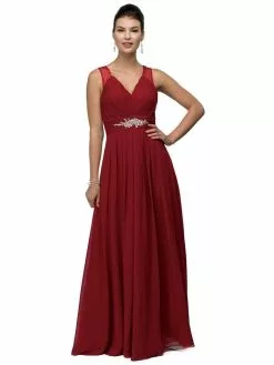 Dancing Queen Bridal 9539 - Illusion Back Ruched Long Dress -Wedding Dresses shop online dancing queen bridal 9539 illusion back ruched long dress wedding dresses xs burgundy 32357438193747