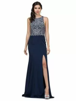 Dancing Queen Bridal - 9964 Ornate Cutout Illusion Gown -Wedding Dresses shop online dancing queen bridal 9964 ornate cutout illusion gown bridal dresses xs navy 28883135823955