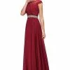 Dancing Queen - Cap Sleeve Illusion Beaded Belt A-Line Dress 9400 - 1 Pc Taupe In Size S Available -Wedding Dresses shop online dancing queen cap sleeve illusion beaded belt a line dress 9400 1 pc taupe in size s available ccsale xl burgundy 14191090663507