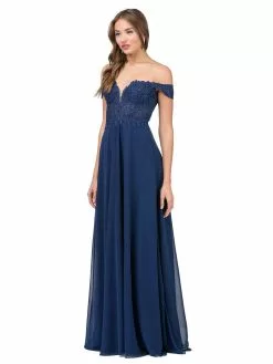 Dancing Queen Illusion Embroidered Lace Off Shoulder Gown 2273