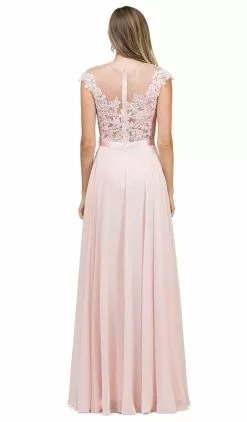 Dancing Queen - Sheer Floral A Line Long Gown 2121 - 1 Pc Champagne In Size S Available -Wedding Dresses shop online dancing queen sheer floral a line long gown 2121 1 pc champagne in size s available ccsale 14294046474323