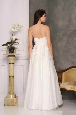 Dave & Johnny 10341W - Spaghetti Strap A-Line Bridal Gown -Wedding Dresses shop online dave johnny 10341w spaghetti strap a line bridal gown special occasion dress 32264574271571
