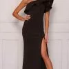Dave & Johnny A8568 - Asymmetrical Neckline Evening Gown With Slit
