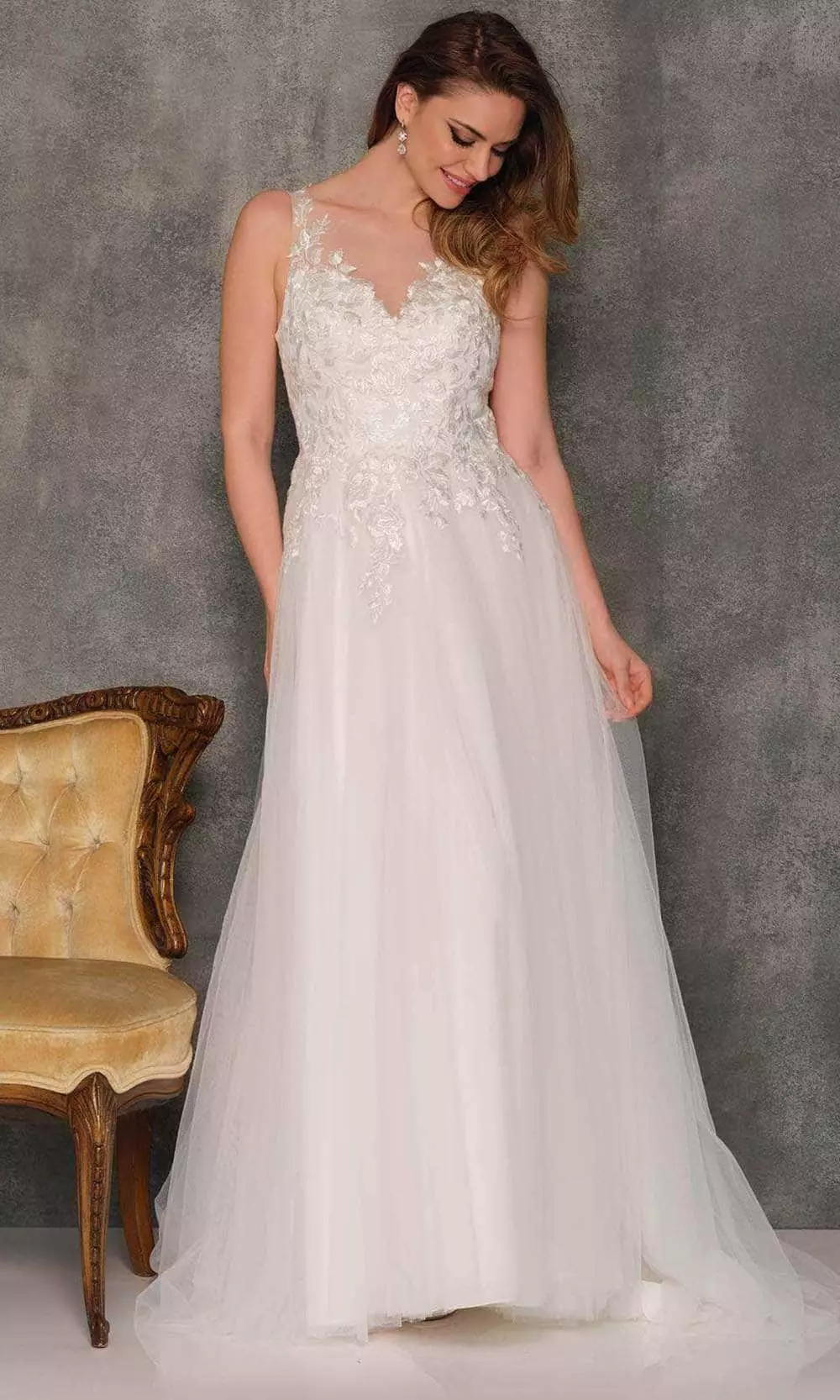 Dave & Johnny Bridal A10318 - Floral Laced Bodice Bridal Gown 3 Dave & Johnny Bridal A10318 - Floral Laced Bodice Bridal Gown