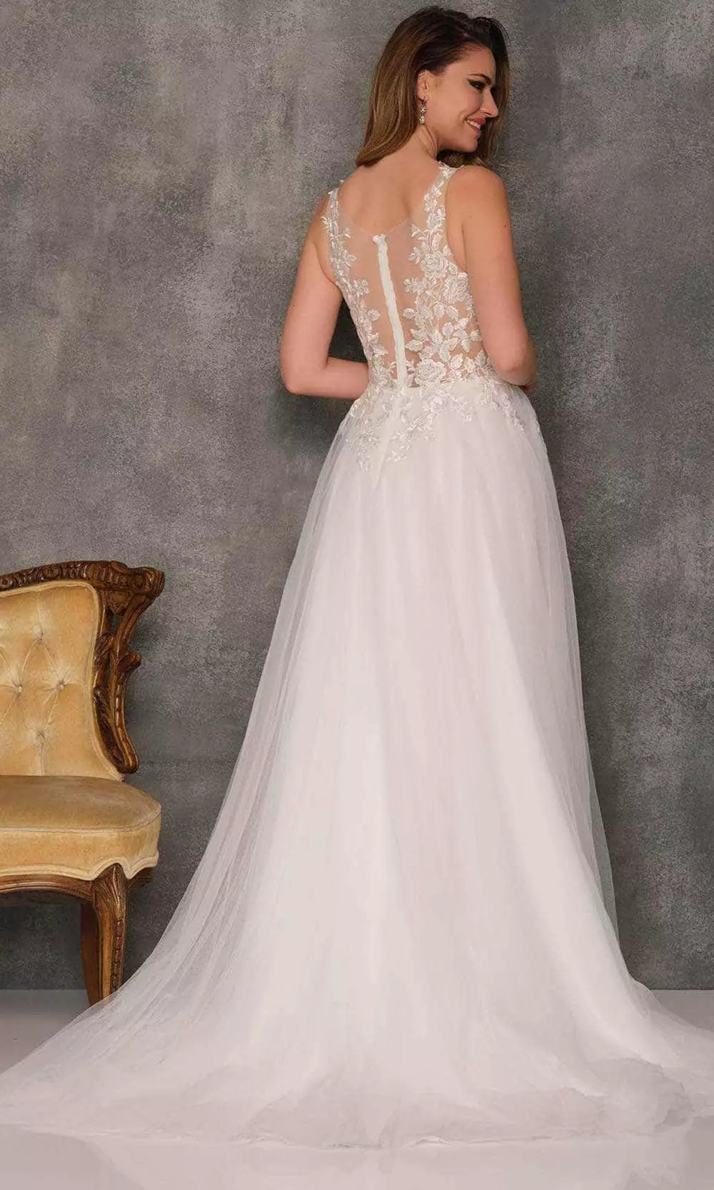 Dave & Johnny Bridal A10318 - Floral Laced Bodice Bridal Gown 4 Dave & Johnny Bridal A10318 - Floral Laced Bodice Bridal Gown - Image 2