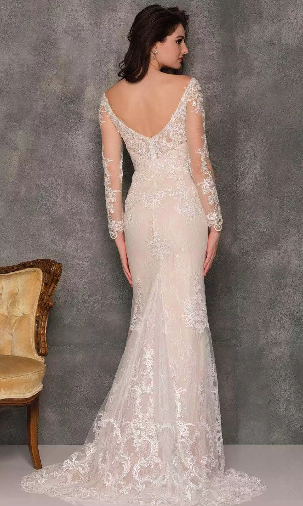 Dave & Johnny Bridal A10452 - Wide V-Neck Bridal Gown 4 Dave & Johnny Bridal A10452 - Wide V-Neck Bridal Gown - Image 2