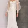 Dave & Johnny Bridal A10492 - Sheer Bishop Sleeved Bridal Gown -Wedding Dresses shop online dave johnny bridal a10492 sheer bishop sleeved bridal gown special occasion dress 0 ivory 30926355824723