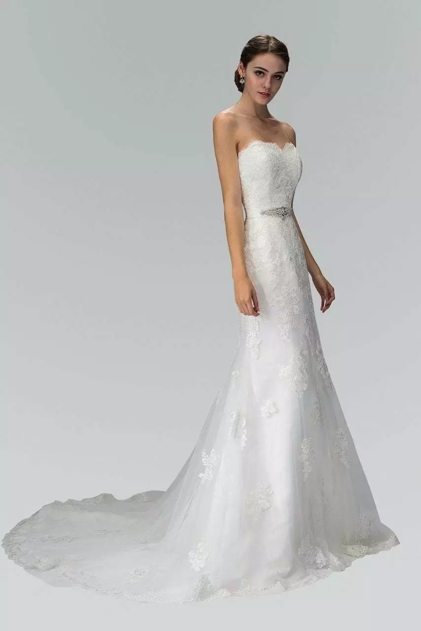Elizabeth K Bridal - GL1354 Appliqued Strapless Sweetheart Sheath Bridal Gown 3 Elizabeth K Bridal - GL1354 Appliqued Strapless Sweetheart Sheath Bridal Gown