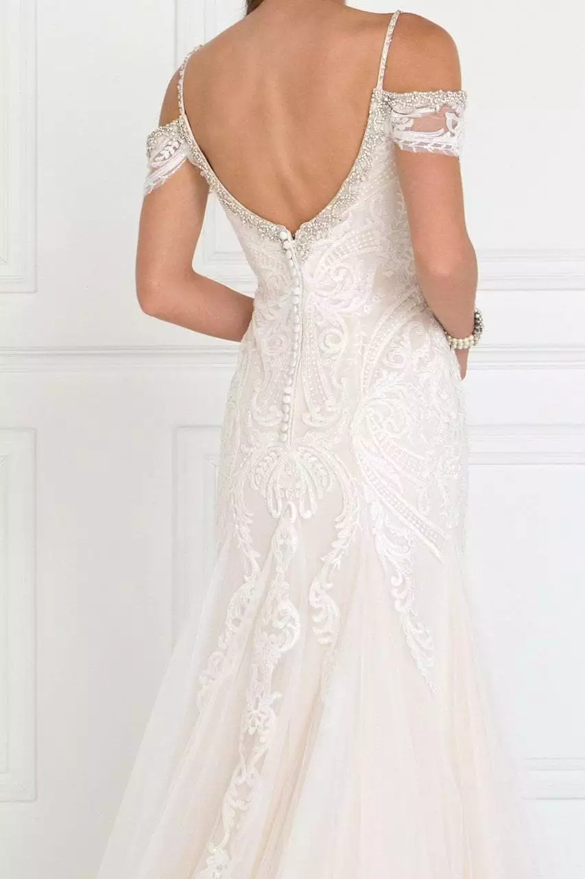 Elizabeth K Bridal - GL1513 Lace Appliqued Off Shoulder Straps Bridal Dress 6 Elizabeth K Bridal - GL1513 Lace Appliqued Off Shoulder Straps Bridal Dress - Image 4