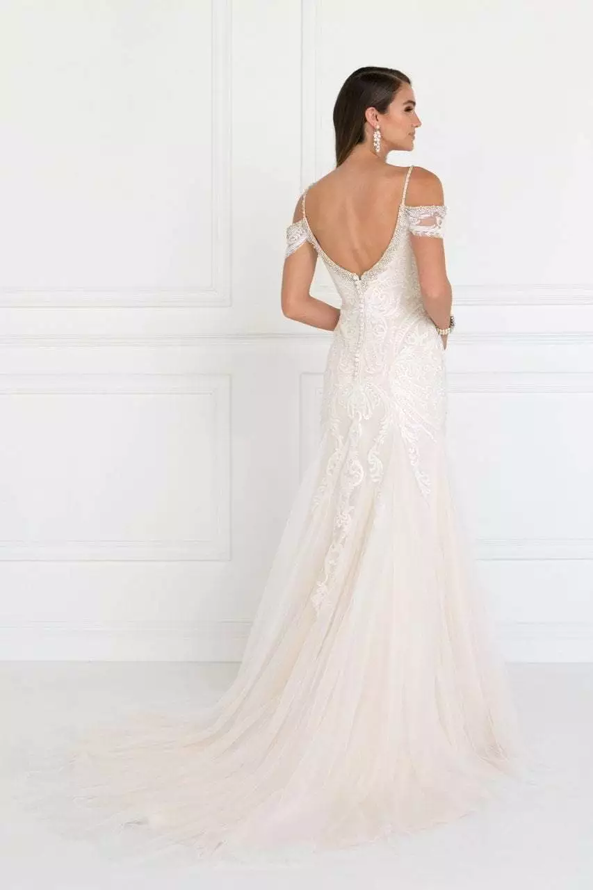 Elizabeth K Bridal - GL1513 Lace Appliqued Off Shoulder Straps Bridal Dress 4 Elizabeth K Bridal - GL1513 Lace Appliqued Off Shoulder Straps Bridal Dress - Image 2