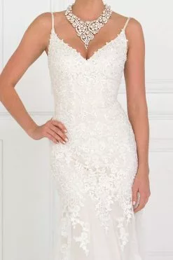 Elizabeth K Bridal - GL1515 Beaded Lace V-neck Trumpet Bridal Gown -Wedding Dresses shop online elizabeth k bridal gl1515 beaded lace v neck trumpet bridal gown bridal dresses 28801387331667