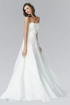 Elizabeth K Bridal - GL2077 Bead Embellished Strapless Bridal Dress