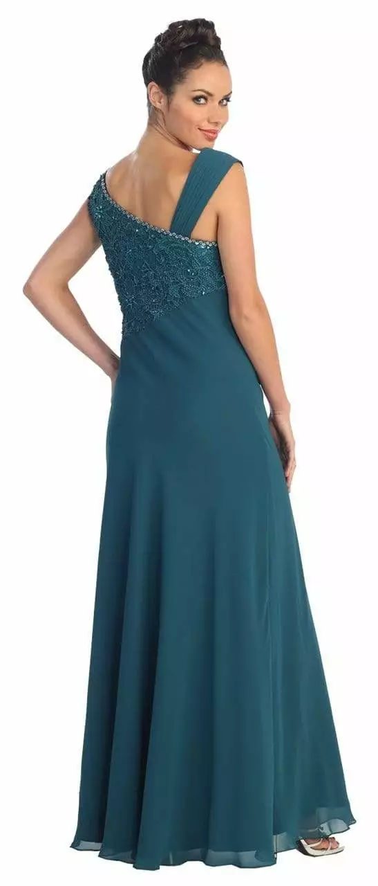 Elizabeth K - GL1003 One Shoulder Ruched Applique Gown 4 Elizabeth K - GL1003 One Shoulder Ruched Applique Gown - Image 2