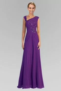 Elizabeth K - GL1003 One Shoulder Ruched Applique Gown 9 Elizabeth K - GL1003 One Shoulder Ruched Applique Gown -Wedding Dresses shop online elizabeth k gl1003 one shoulder ruched applique gown special occasion dress xs purple 5412354097209