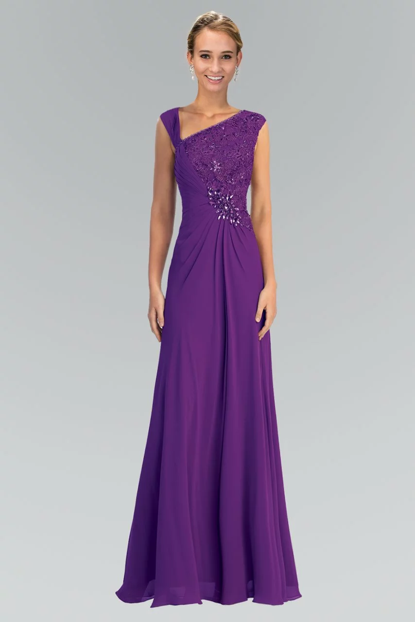Elizabeth K - GL1003 One Shoulder Ruched Applique Gown 5 Elizabeth K - GL1003 One Shoulder Ruched Applique Gown - Image 3