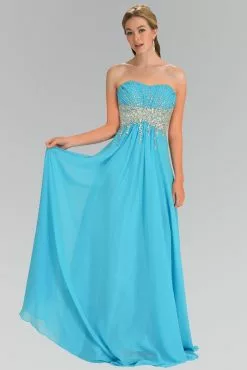 Elizabeth K - GL1118 Jewel Embellished Ruched Sweetheart Dress